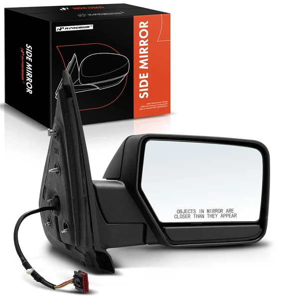 Right Passenger Side Mirror, Power Adjustment, Manual Folding, Textured Black A-Premium APMI1390TW