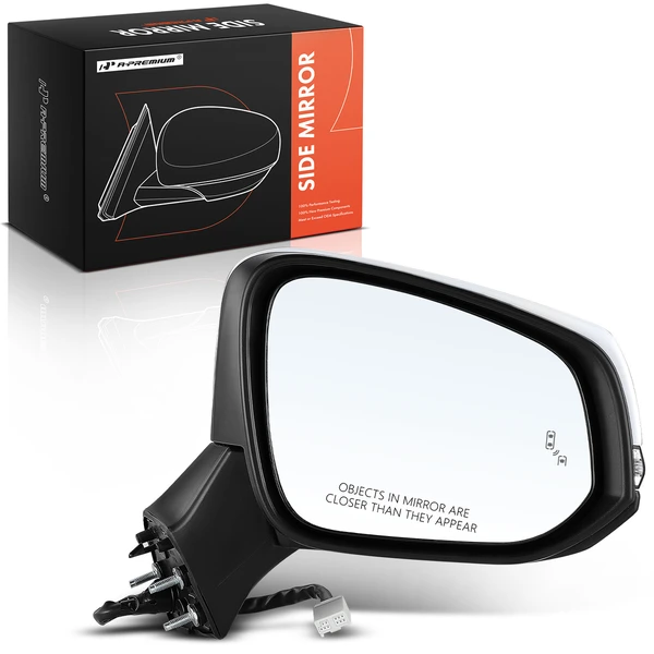 Right Passenger Side Mirror, Powered, with Heated, White + Black A-Premium APMI084