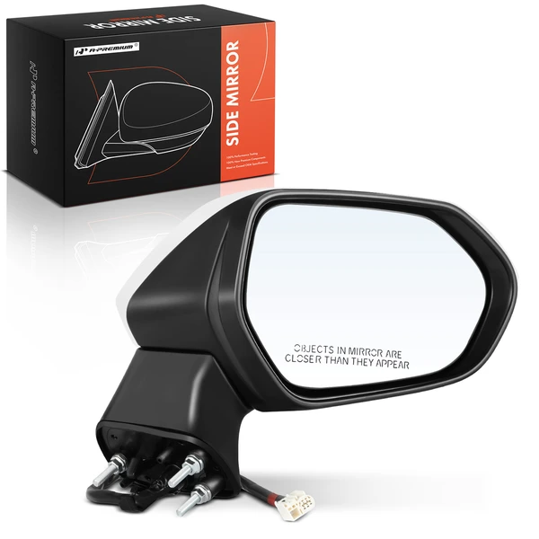 Right Passenger Side Mirror, Power Adjustment, Manual Folding, White & Black A-Premium APMI178