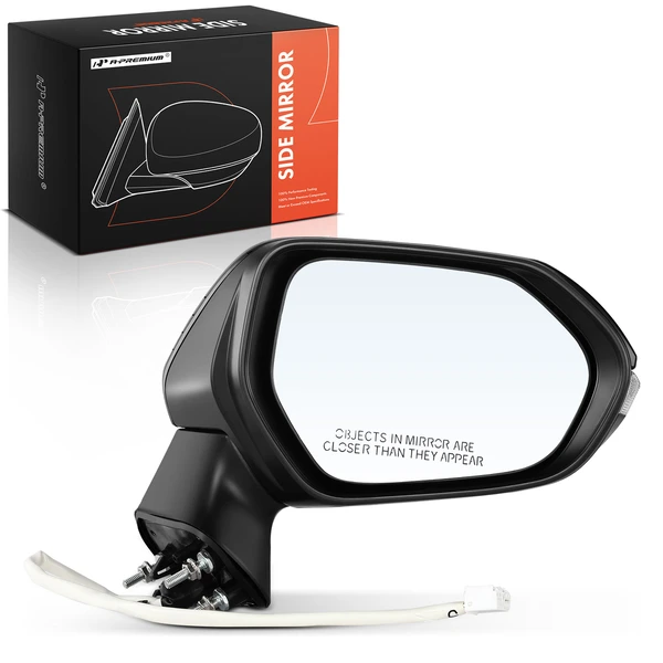 Right Passenger Side Mirror, with Heating, Power Adjustment, Manual Folding, Black A-Premium APMI085