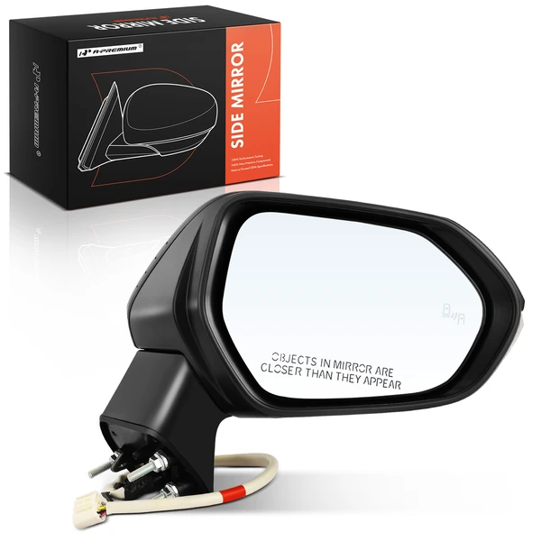 Right Passenger Side Mirror, with Heating, Power Adjustment, Manual Folding, Black A-Premium APMI391