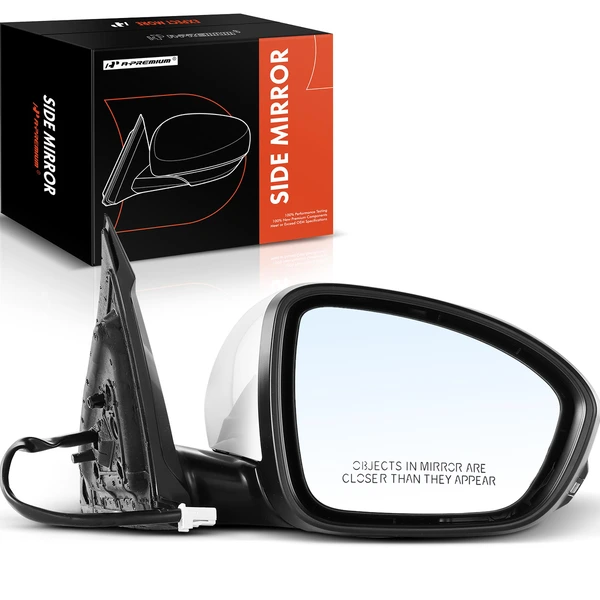 Right Passenger Side Mirror, Powered, with Heated, White + Black A-Premium APMI072