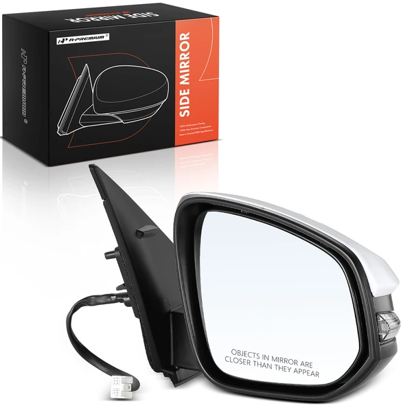 Right Passenger Side Mirror, Powered, with Heated, White + Black A-Premium APMI068