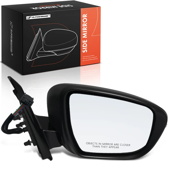 Right Passenger Side Mirror, Power Adjustment, Manual Folding, Smooth Black A-Premium APMI2366TW