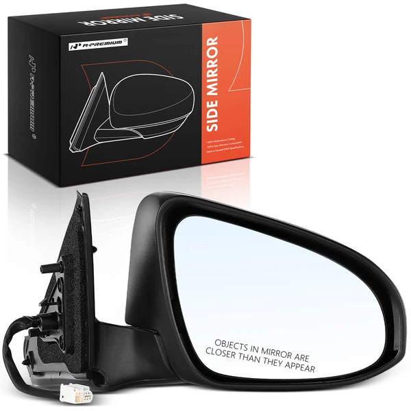 Right Passenger Side Mirror, with Heating, Power Adjustment, Manual Folding, Black A-Premium APMI073
