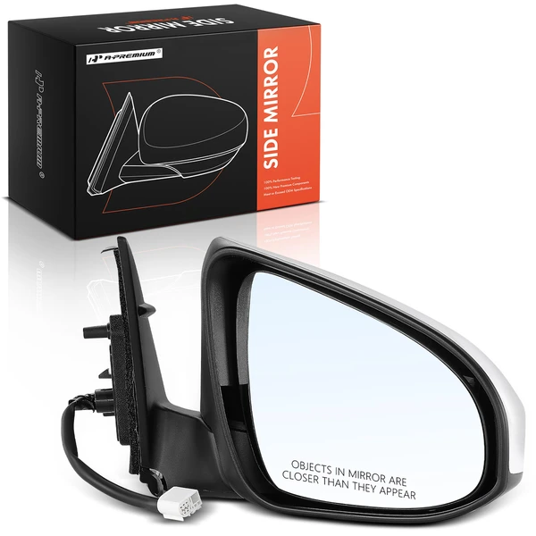Right Passenger Side Mirror, Powered, with Heated, White + Black A-Premium APMI074