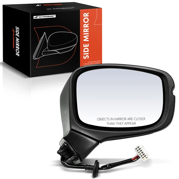 Right Passenger Side Mirror, with Heating, Power Adjustment, Manual Folding, Smooth Black A-Premium APMI1346TW