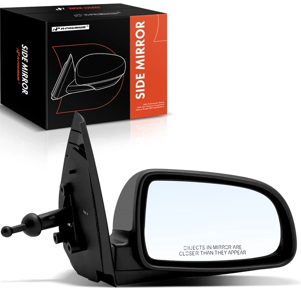 Right Passenger Side Mirror, Manual Adjustment, Manual Folding, Smooth Black A-Premium APMI1351TW