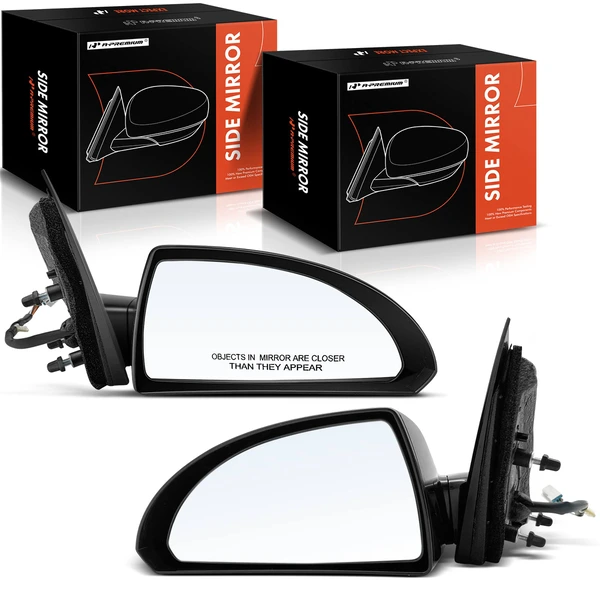 Driver & Passenger Mirror, with Heating, Power Adjustment, Non-Folding, Smooth Black A-Premium APMI1352TW