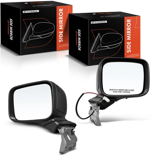 2015-2019 Jeep Renegade Driver & Passenger Mirror, Manual Adjustment, Manual Folding, Smooth Black A-Premium APMI1424TW