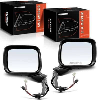 2 Pcs Driver & Passenger Black Mirror with Power Glass Adjust
