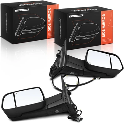2019-2021 Ram 1500 Driver & Passenger Mirror, with Heating, Power Adjustment, Manual Folding, Textured Black A-Premium APMI1435TW