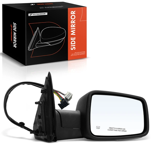 2018 Ram 1500 Right Passenger Side Mirror, Powered, with Heated, Smooth Black A-Premium APMI1447TW