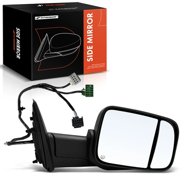 2019-2022 Ram 2500 Right Passenger Side Mirror, Powered, with Heated, Textured Black A-Premium APMI1449TW