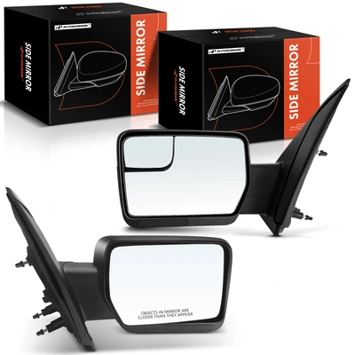 2 Pcs Driver & Passenger Black Mirror with Manual Glass Adjust