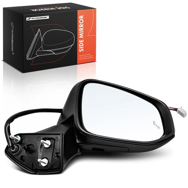 2020-2023 Toyota Highlander Right Passenger Side Mirror, with Heating, Power Adjustment, Manual Folding, Smooth Black A-Premium APMI1404TW