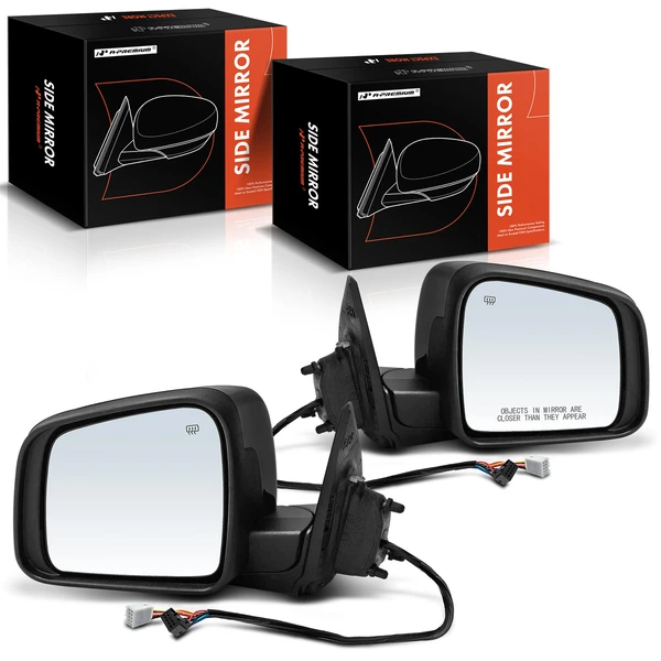 Driver & Passenger Mirror, Powered, with Heated, Smooth Black A-Premium APMI1405TW