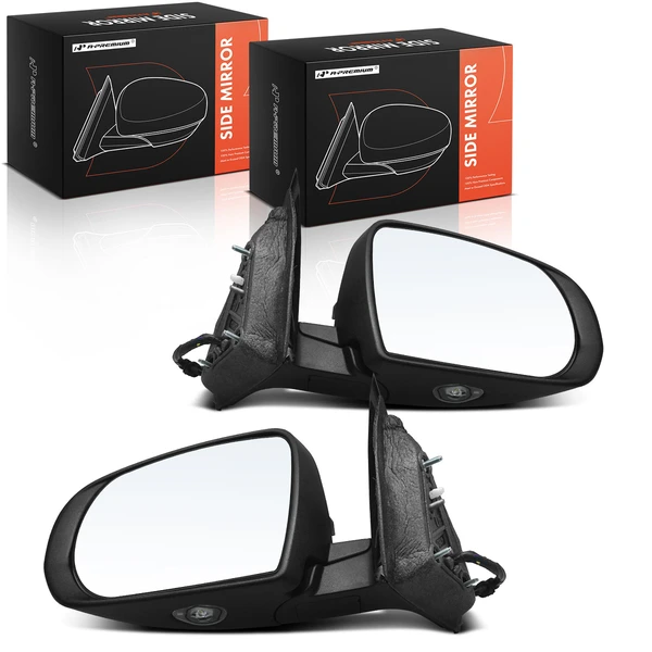 2014-2018 Jeep Cherokee Driver & Passenger Mirror, with Heating, Power Adjustment, Power Folding, Smooth Black A-Premium APMI1412TW