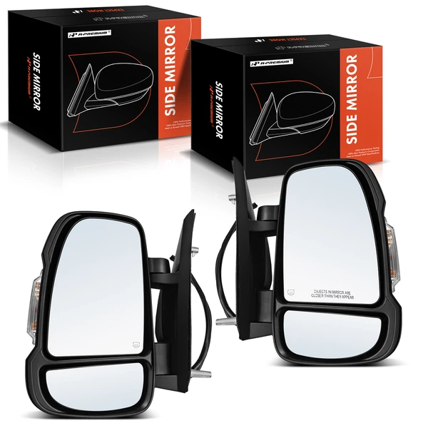 2014-2023 Ram ProMaster 3500 Driver & Passenger Mirror, Powered, with Heated, Textured Black A-Premium APMI1414TW