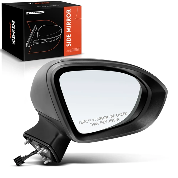 Right Passenger Side Mirror, with Heating, Power Adjustment, Manual Folding, Smooth Black A-Premium APMI1465TW