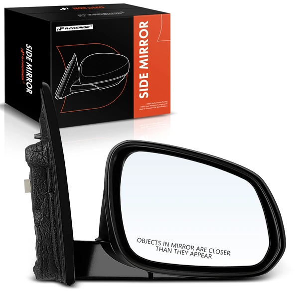 Right Passenger Side Mirror, with Heating, Power Adjustment, Manual Folding, Smooth Black A-Premium APMI1467TW