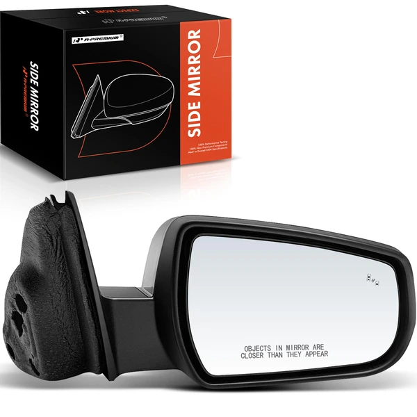 2013-2015 Chevrolet Malibu Right Passenger Side Mirror, with Heating, Power Adjustment, Manual Folding, Smooth Black A-Premium APMI843