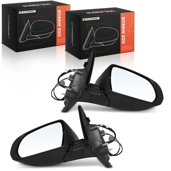 2017-2023 Jeep Compass Driver & Passenger Mirror, with Heating, Power Adjustment, Manual Folding, Smooth Black A-Premium APMI1454TW