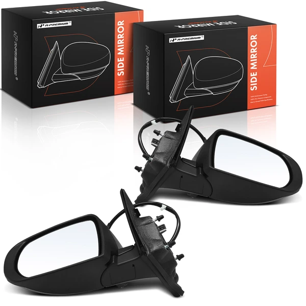Driver & Passenger Mirror, with Heating, Power Adjustment, Manual Folding, Smooth Black A-Premium APMI1456TW
