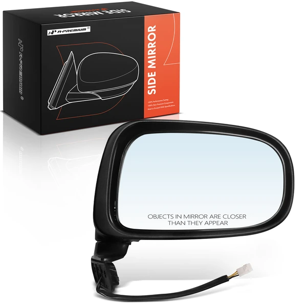 Right Passenger Side Mirror, Power Adjustment, Manual Folding, Black A-Premium APMI3042TW