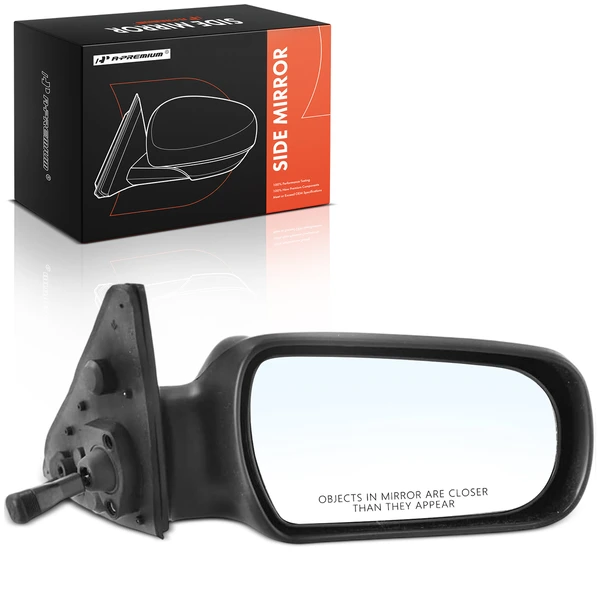 Right Passenger Side Mirror, Manual Adjustment, Manual Folding, Smooth Black A-Premium APMI3043TW