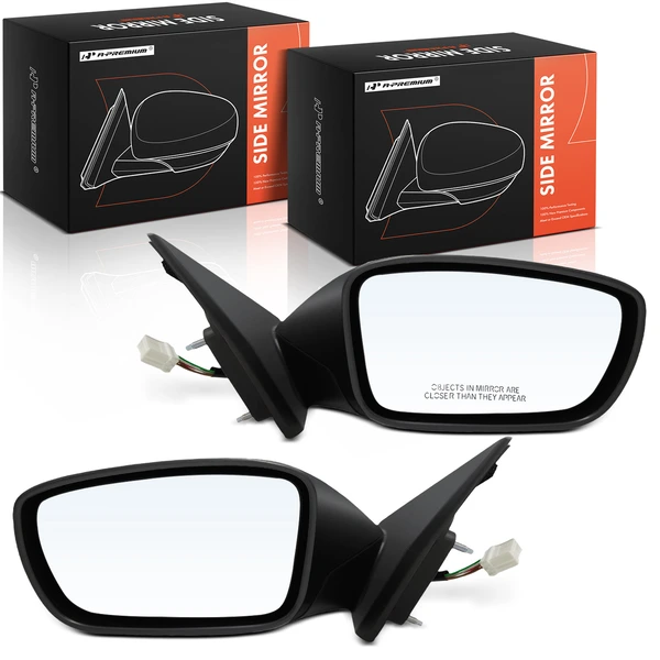 Driver & Passenger Mirror, with Heating, Power Adjustment, Manual Folding, Smooth Black A-Premium APMI2378TW