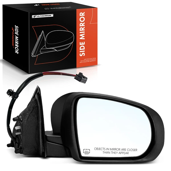 Right Passenger Side Mirror, Powered, with Heated, Smooth Black A-Premium APMI1484TW