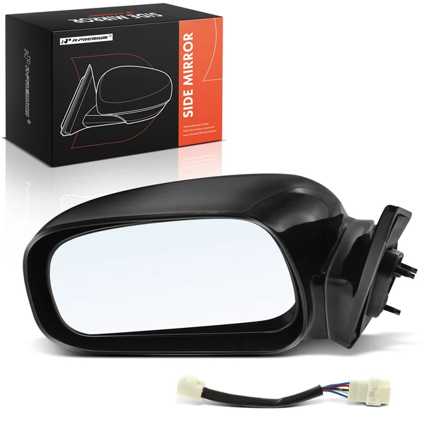 Left Driver Side Mirror, with Heating, Power Adjustment, Non-Folding, Smooth Black A-Premium APMI2002