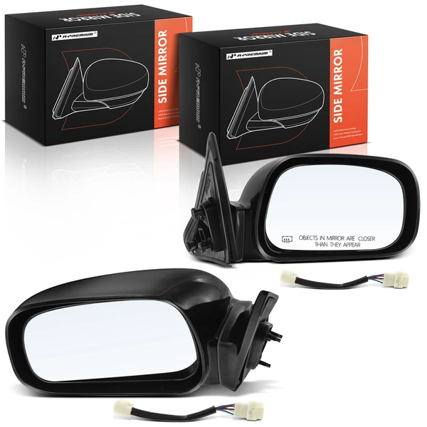 2002-2006 Toyota Camry Driver & Passenger Mirror, with Heating, Power Adjustment, Non-Folding, Smooth Black A-Premium APMI2001