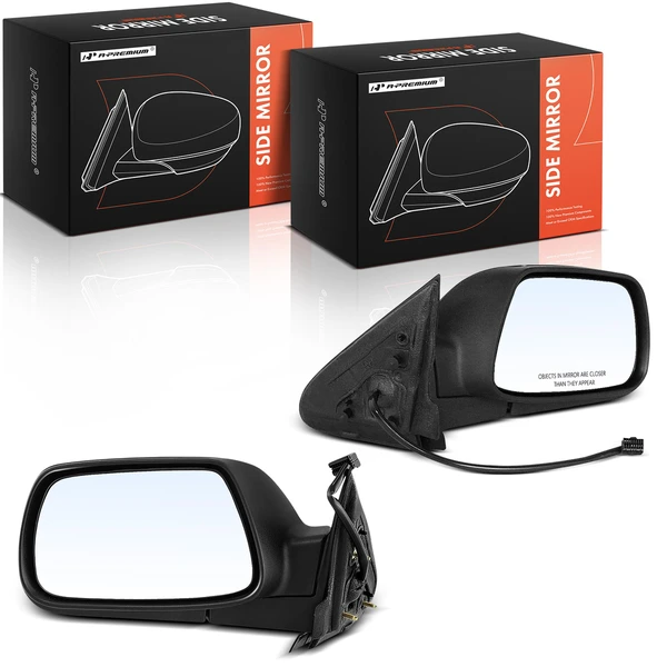 Driver & Passenger Mirror, Power Adjustment, Manual Folding, Black A-Premium APMI2756TW