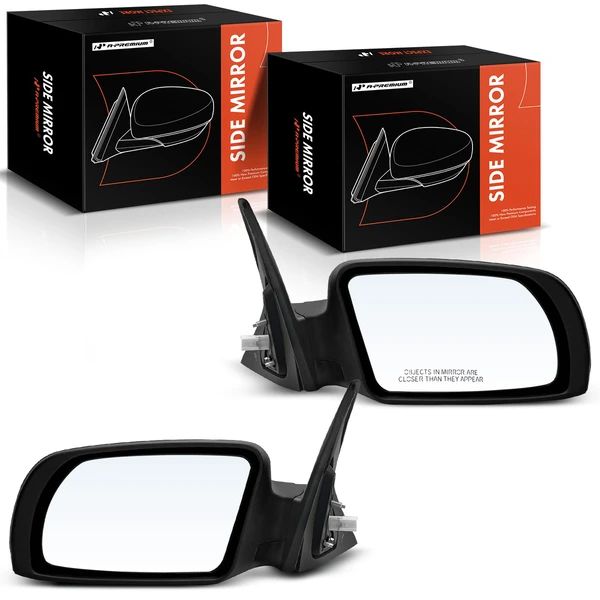 Driver & Passenger Mirror, Power Adjustment, Manual Folding, Smooth Black A-Premium APMI1485TW