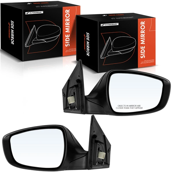 2015-2016 Hyundai Elantra Driver & Passenger Mirror, Power Adjustment, Manual Folding, Smooth Black A-Premium APMI1486TW