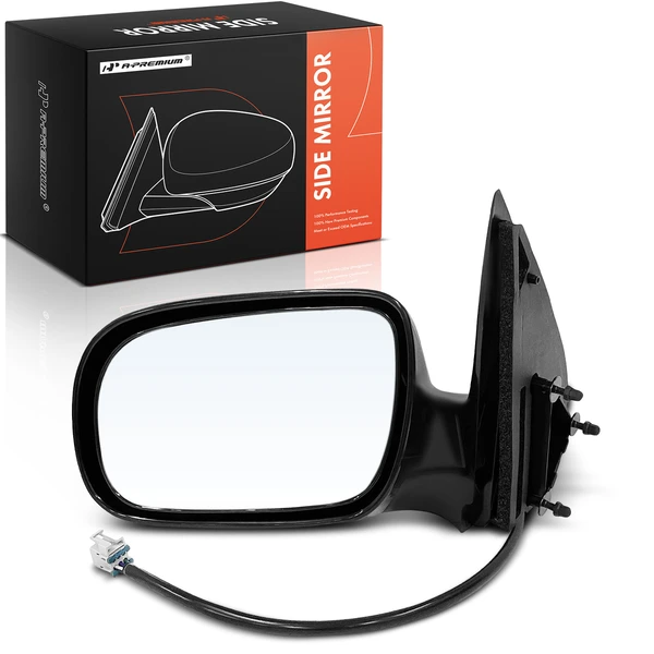 Left Driver Side Mirror, Power Adjustment, Manual Folding, Smooth Black A-Premium APMI2007