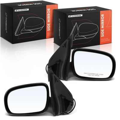 2 Pcs Driver & Passenger Smooth Black Mirror with Power Glass Adjust