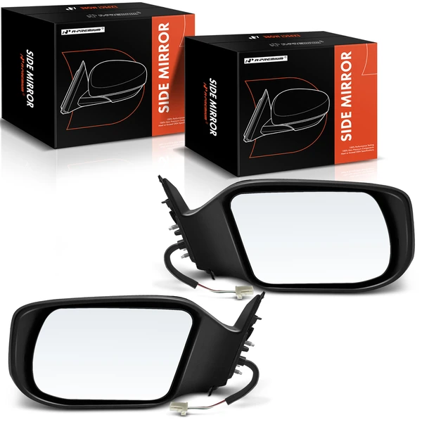 Driver & Passenger Mirror, Power Adjustment, Manual Folding, Smooth Black A-Premium APMI1487TW