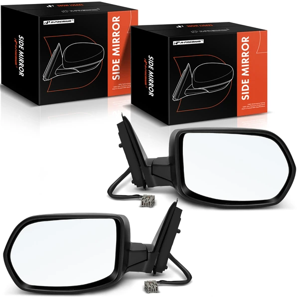 Driver & Passenger Mirror, Power Adjustment, Manual Folding, Textured Black A-Premium APMI1490TW