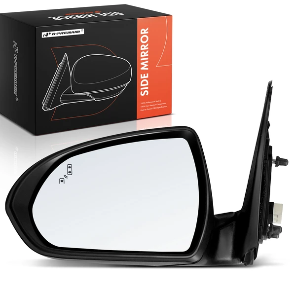 2017-2020 Hyundai Elantra Left Driver Side Mirror, with Heating, Power Adjustment, Manual Folding, Smooth Black A-Premium APMI617