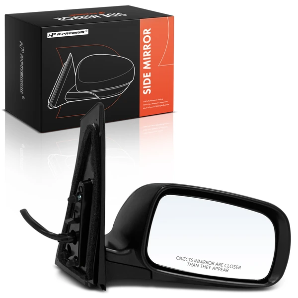 2004-2009 Toyota Prius Right Passenger Side Mirror, with Heating, Power Adjustment, Manual Folding, Smooth Black A-Premium APMI2012