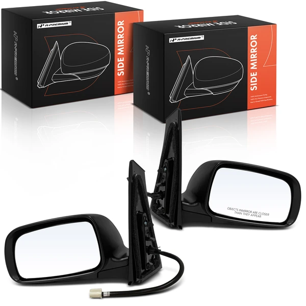 2004-2009 Toyota Prius Driver & Passenger Mirror, with Heating, Power Adjustment, Manual Folding, Smooth Black A-Premium APMI2013