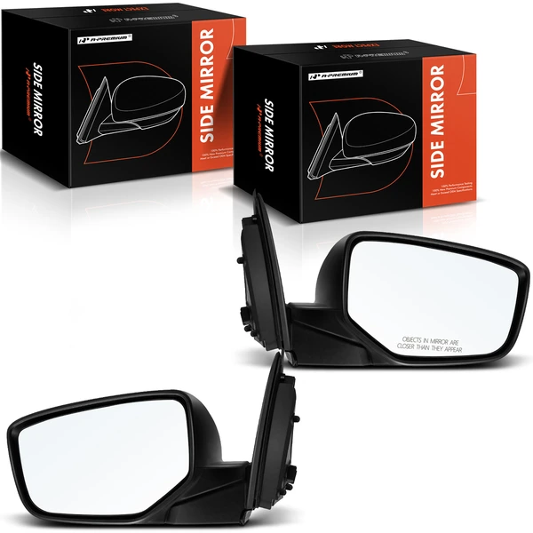 Driver & Passenger Mirror, Power Adjustment, Manual Folding, Smooth Black A-Premium APMI1495TW