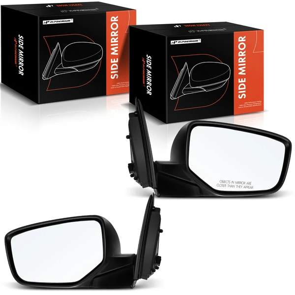 Driver & Passenger Mirror, with Heating, Power Adjustment, Manual Folding, Smooth Black A-Premium APMI1496TW