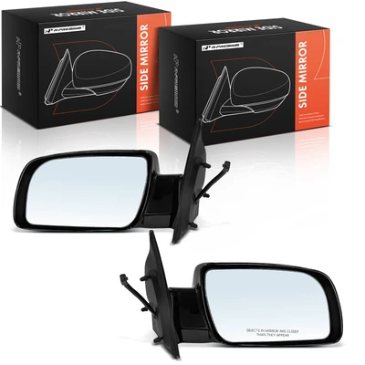 2 Pcs Driver & Passenger Black Smooth Mirror with Power Glass Adjust
