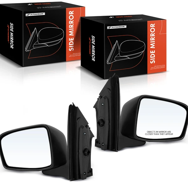 Driver & Passenger Mirror, with Heating, Power Adjustment, Manual Folding, Textured Black A-Premium APMI1499TW