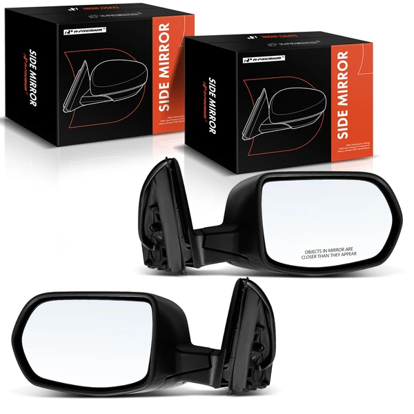 Driver & Passenger Mirror, with Heating, Power Adjustment, Manual Folding, Textured Black A-Premium APMI1500TW