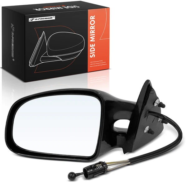 1999-2001 Pontiac Grand Am Left Driver Side Mirror, Manual Adjustment, Manual Folding, Smooth Black A-Premium APMI2026